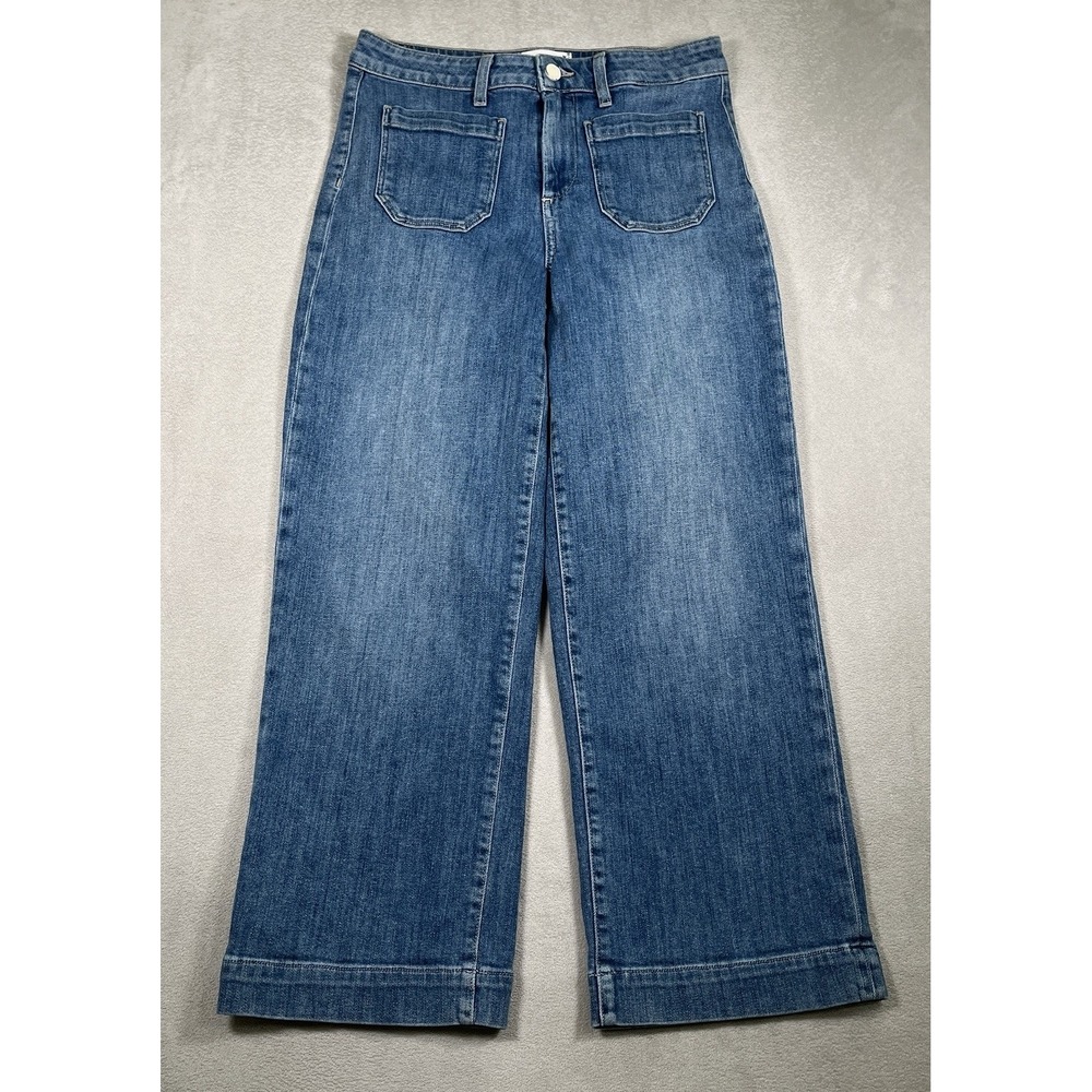 PAIGE Nellie Wide Leg Utility Jeans Womens 26 Blue Medium Wash 5252890-6410